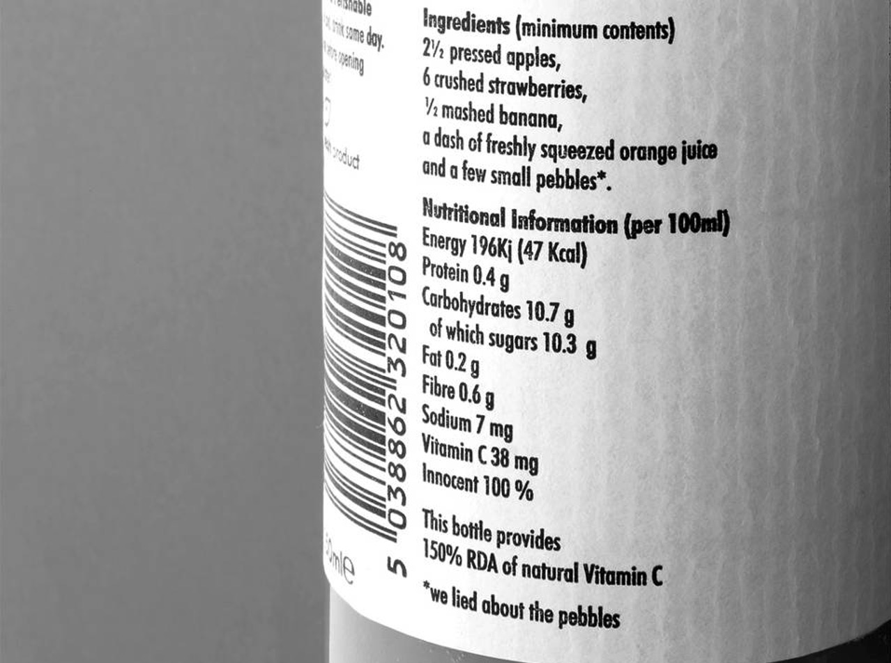 Innocent smoothies label.