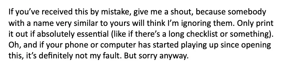 Dave 'The Wordman' Harlands Email Disclaimer.